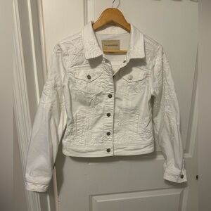 Anthropologie Pilcro & the Letterpress medium white denim jean jacket.